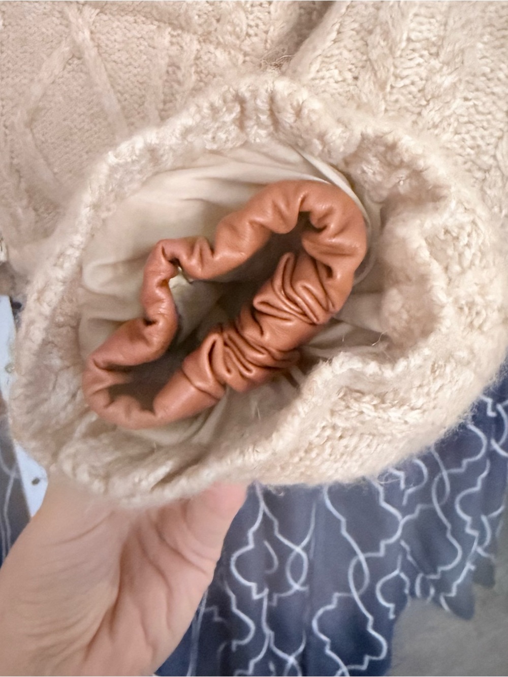 Blank NYC Cozy Cable Knit Puffer Jacket - Cream Size XS B27 - Picture 4 of 9